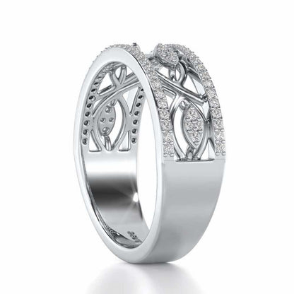 Bling Eye Silver Band Ring - White Gold - Image 3