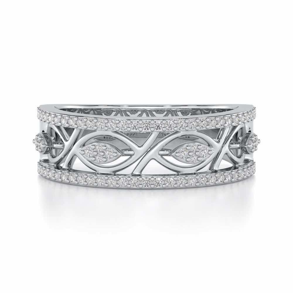 Bling Eye Silver Band Ring - White Gold - Image 4