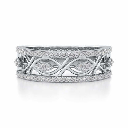 Bling Eye Silver Band Ring - White Gold - Image 4