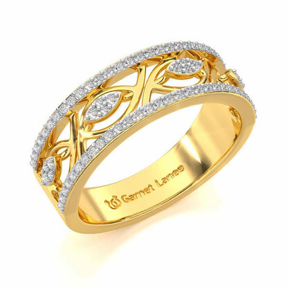 Bling Eye Silver Band Ring - Yellow Gold - Image 1