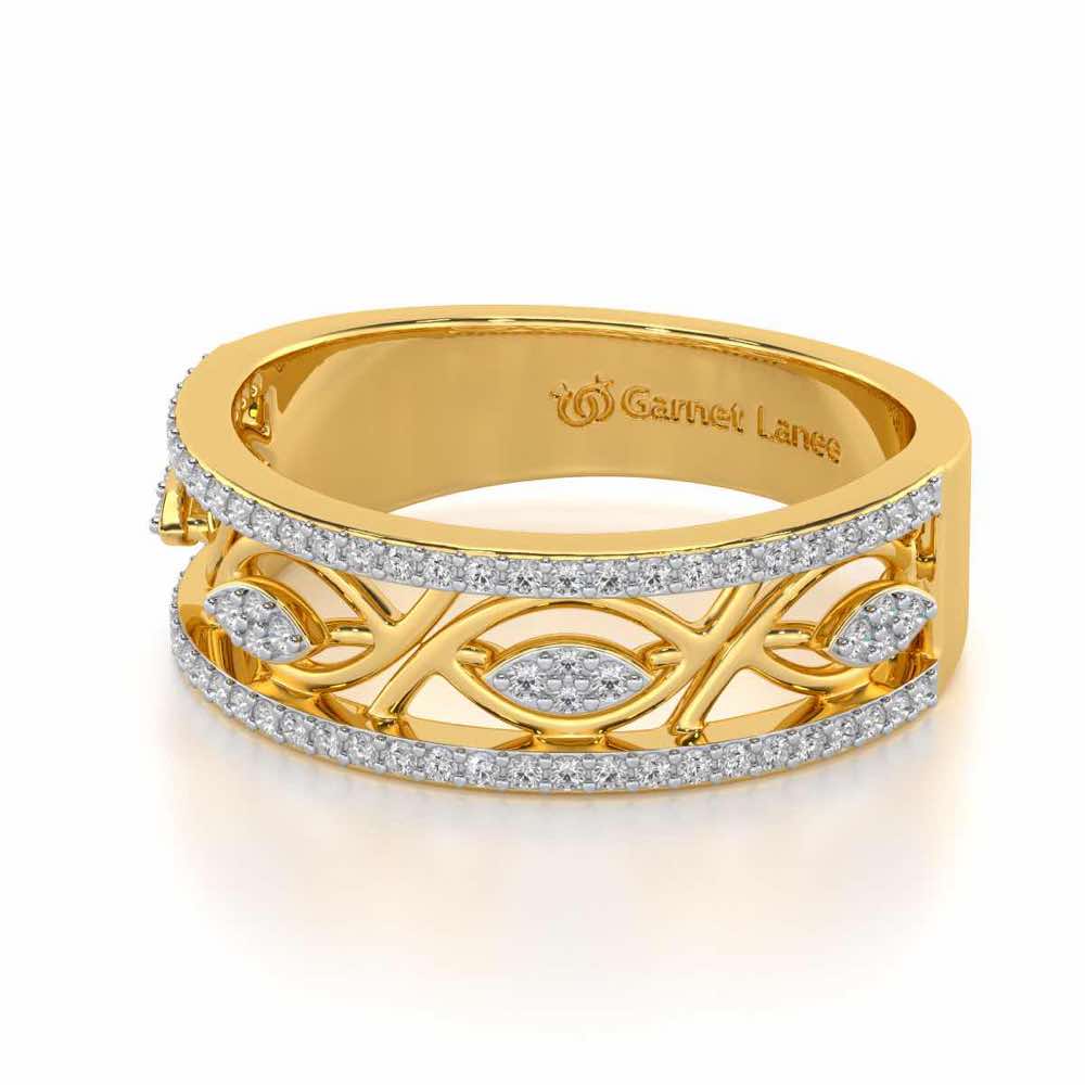 Bling Eye Silver Band Ring - Yellow Gold - Image 2
