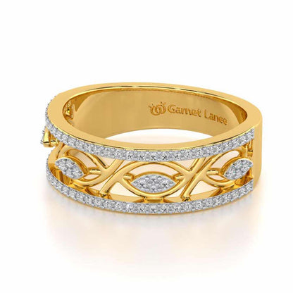 Bling Eye Silver Band Ring - Yellow Gold - Image 2
