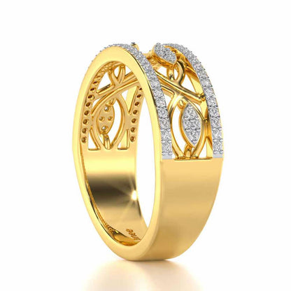Bling Eye Silver Band Ring - Yellow Gold - Image 3