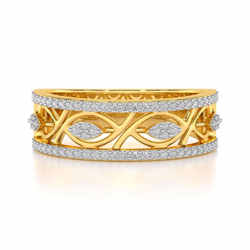 Bling Eye Silver Band Ring - Yellow Gold - Image 4