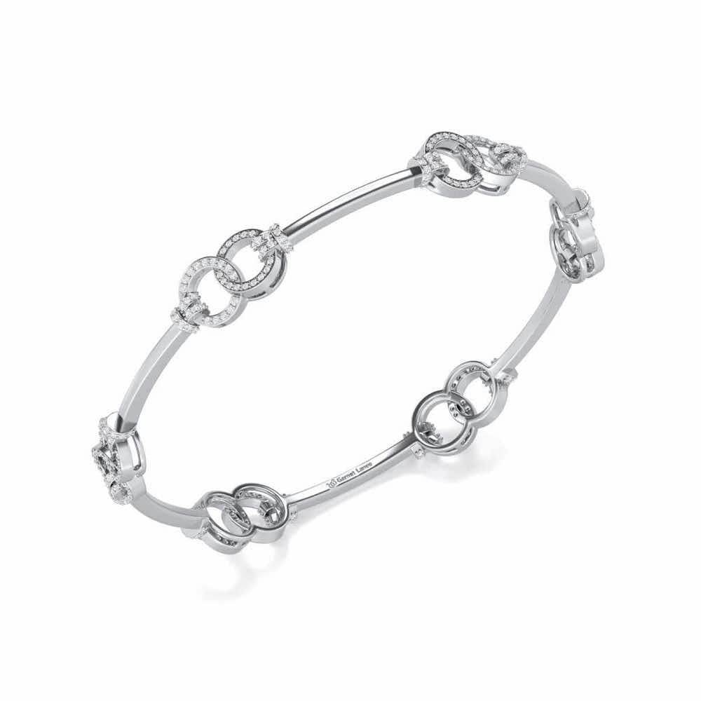 Bling Ring Silver Bangles - White Gold - Image 1