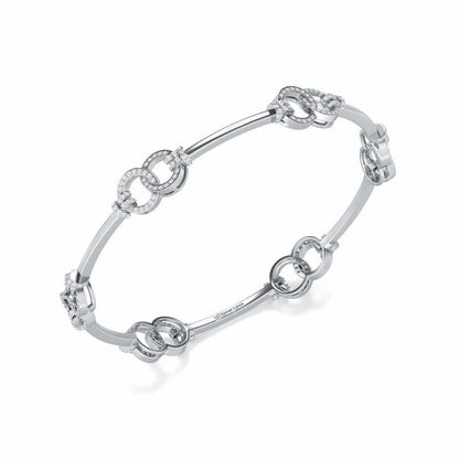 Bling Ring Silver Bangles - White Gold - Image 1