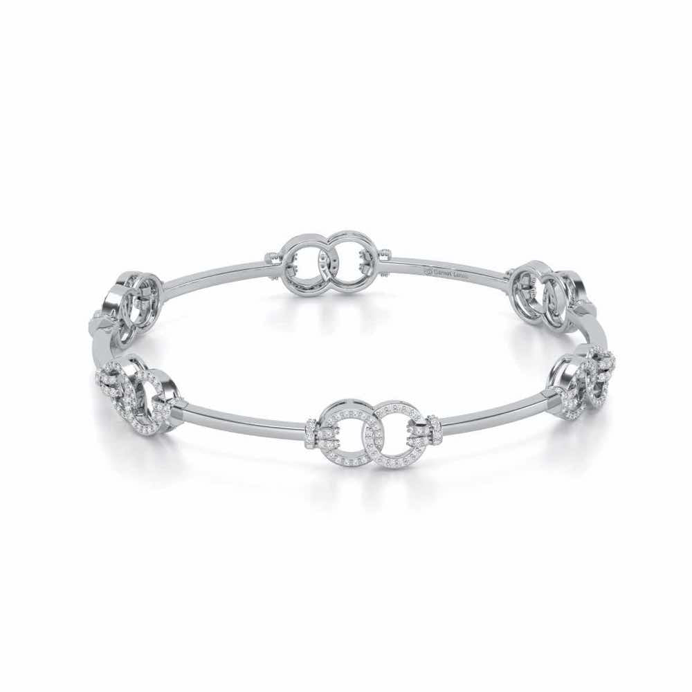 Bling Ring Silver Bangles - White Gold - Image 2