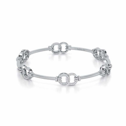 Bling Ring Silver Bangles - White Gold - Image 2