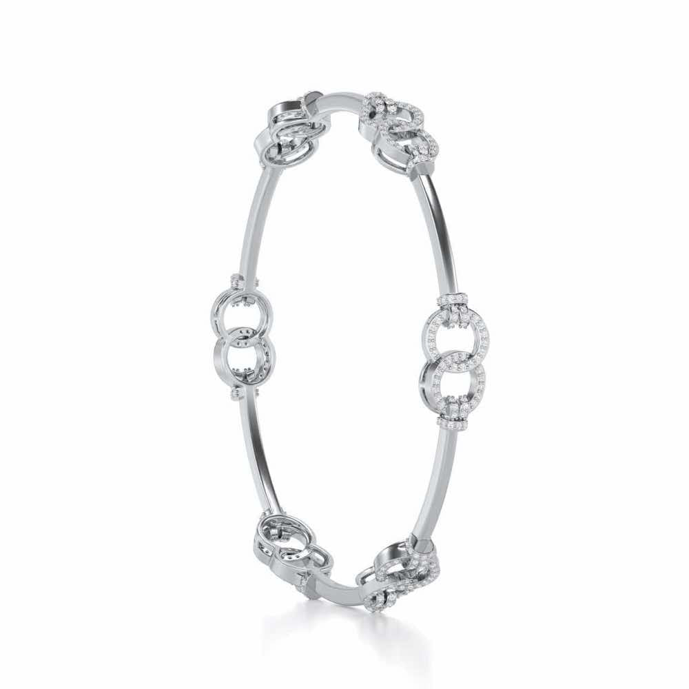 Bling Ring Silver Bangles - White Gold - Image 3