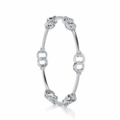 Bling Ring Silver Bangles - White Gold - Image 3