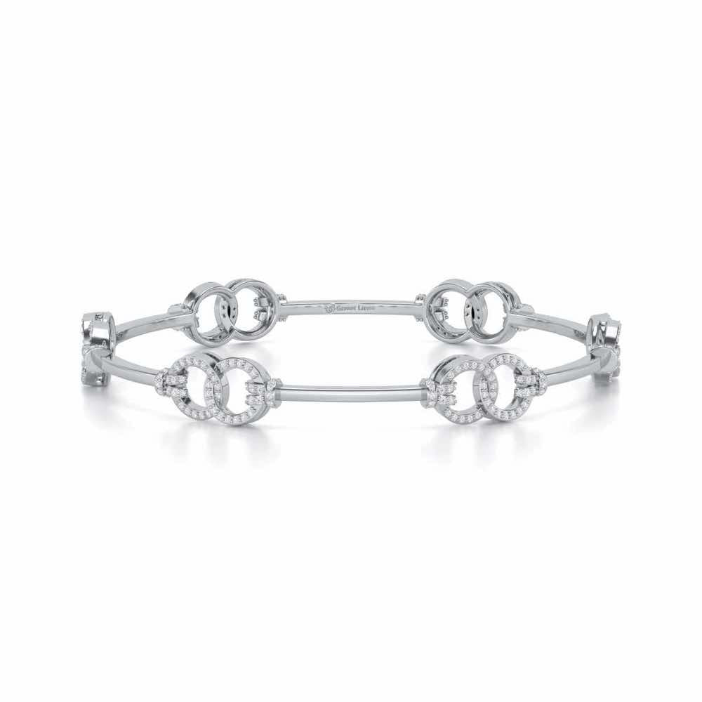 Bling Ring Silver Bangles - White Gold - Image 4