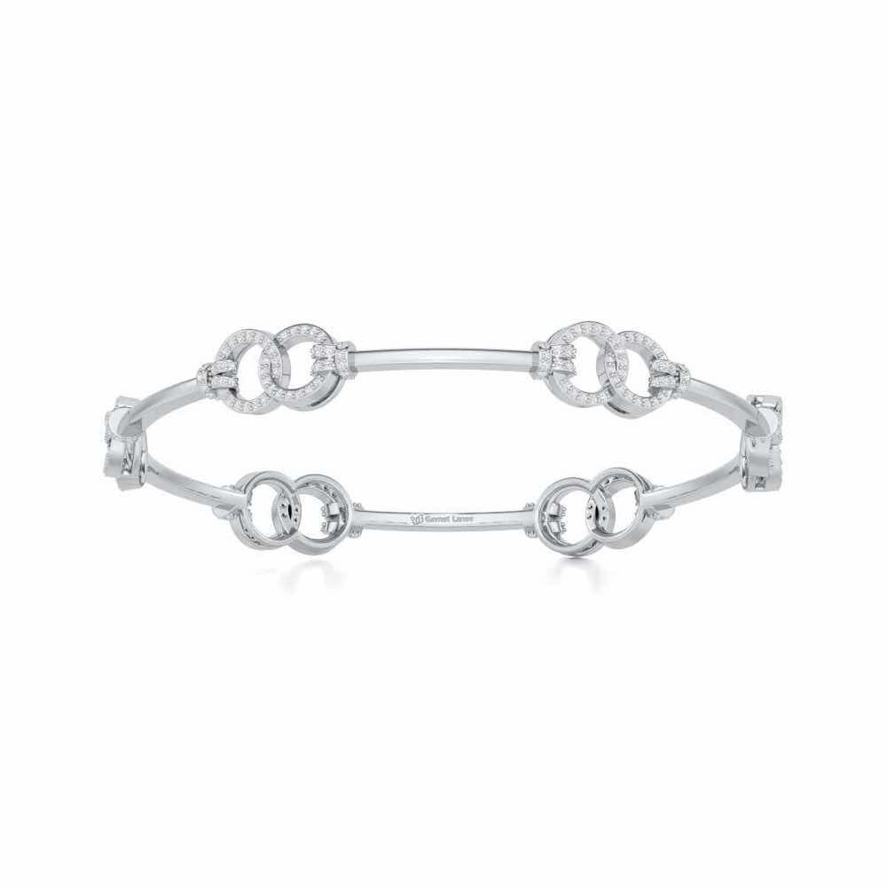 Bling Ring Silver Bangles - White Gold - Image 5