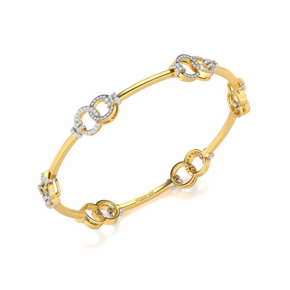 Bling Ring Silver Bangles - Yellow Gold - Image 1