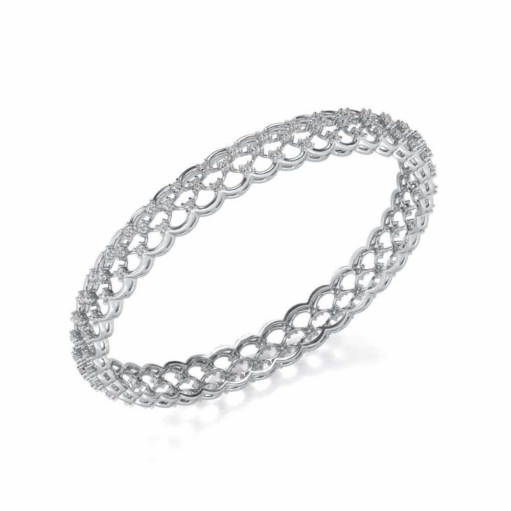 Bling Shout Silver Bangles - White Gold - Image 1