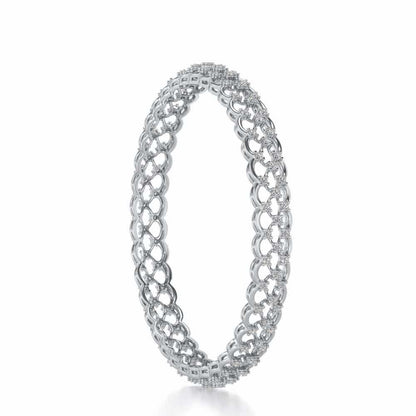 Bling Shout Silver Bangles - White Gold - Image 3