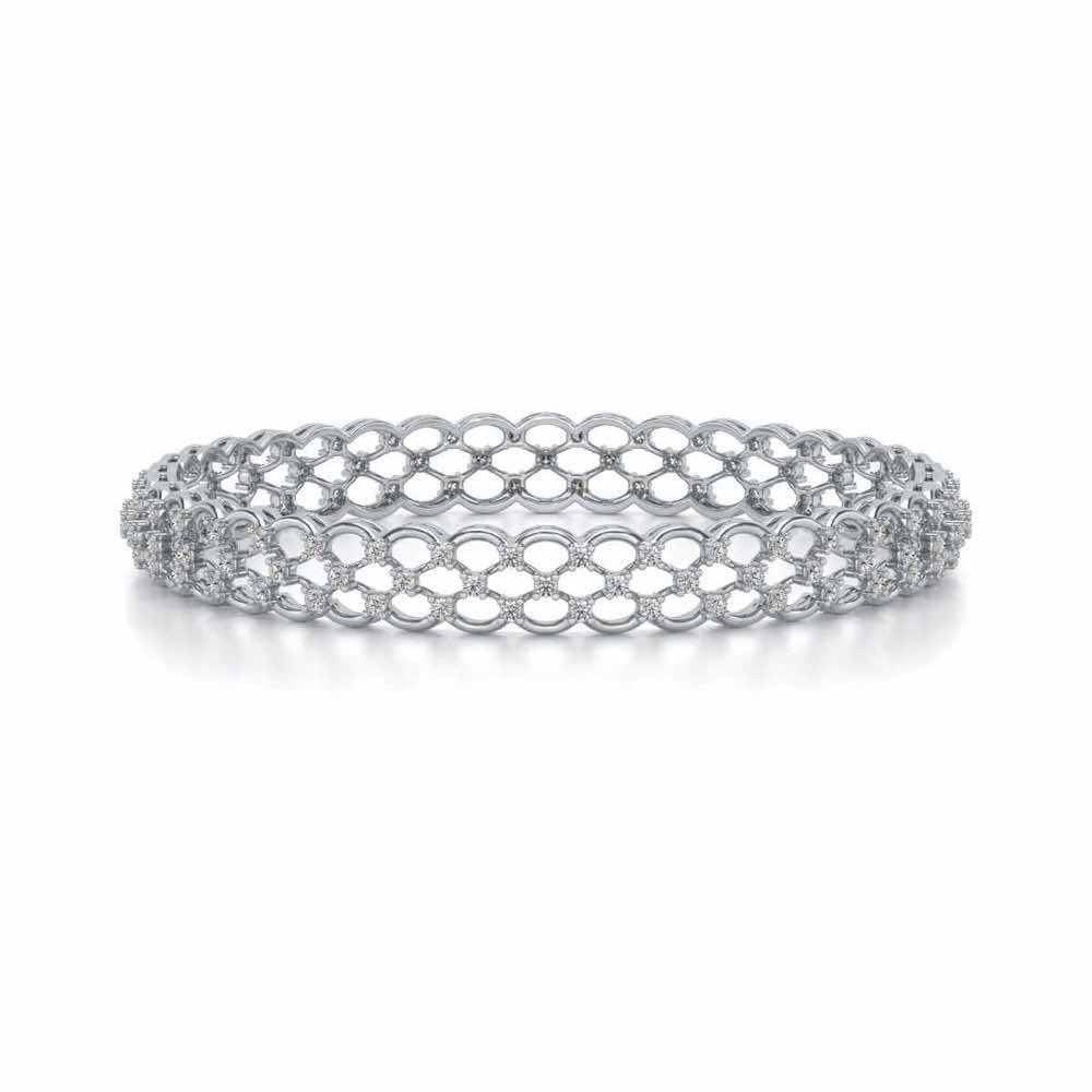 Bling Shout Silver Bangles - White Gold - Image 4