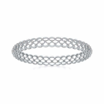 Bling Shout Silver Bangles - White Gold - Image 5