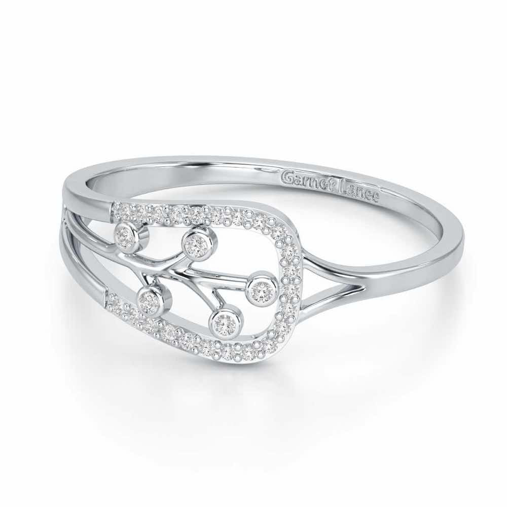 Bliss Vine Silver Ring - White Gold - Image 2
