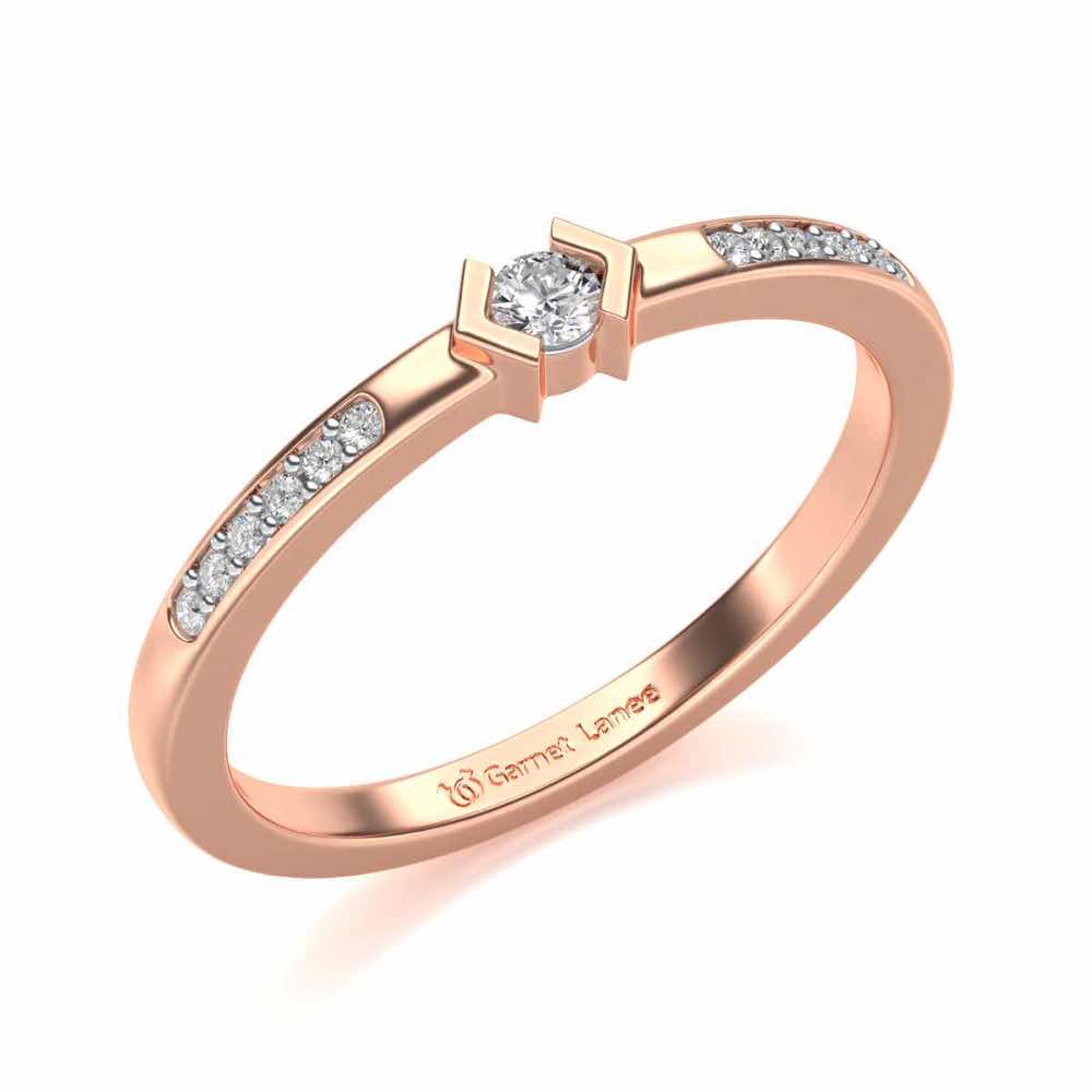Blissed Solitaire Silver Ring - Rose Gold - Image 1