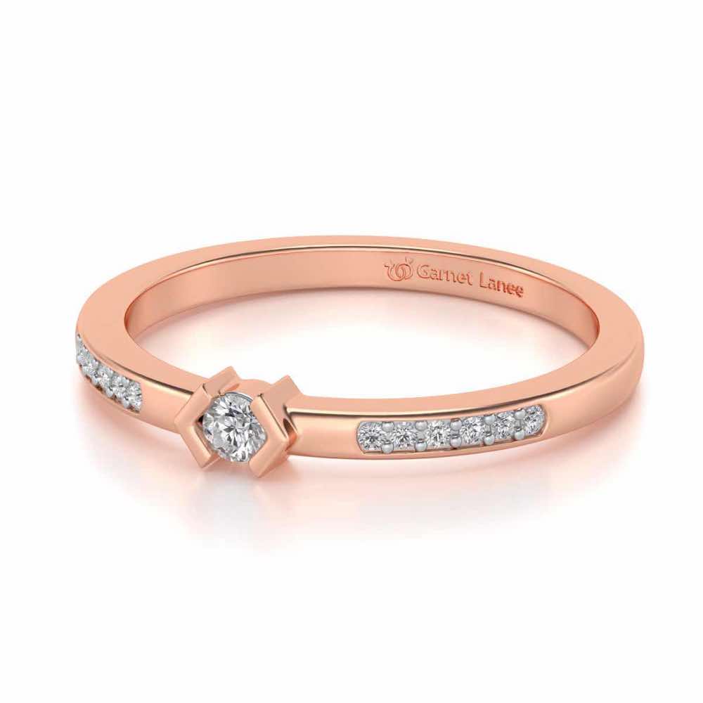 Blissed Solitaire Silver Ring - Rose Gold - Image 2