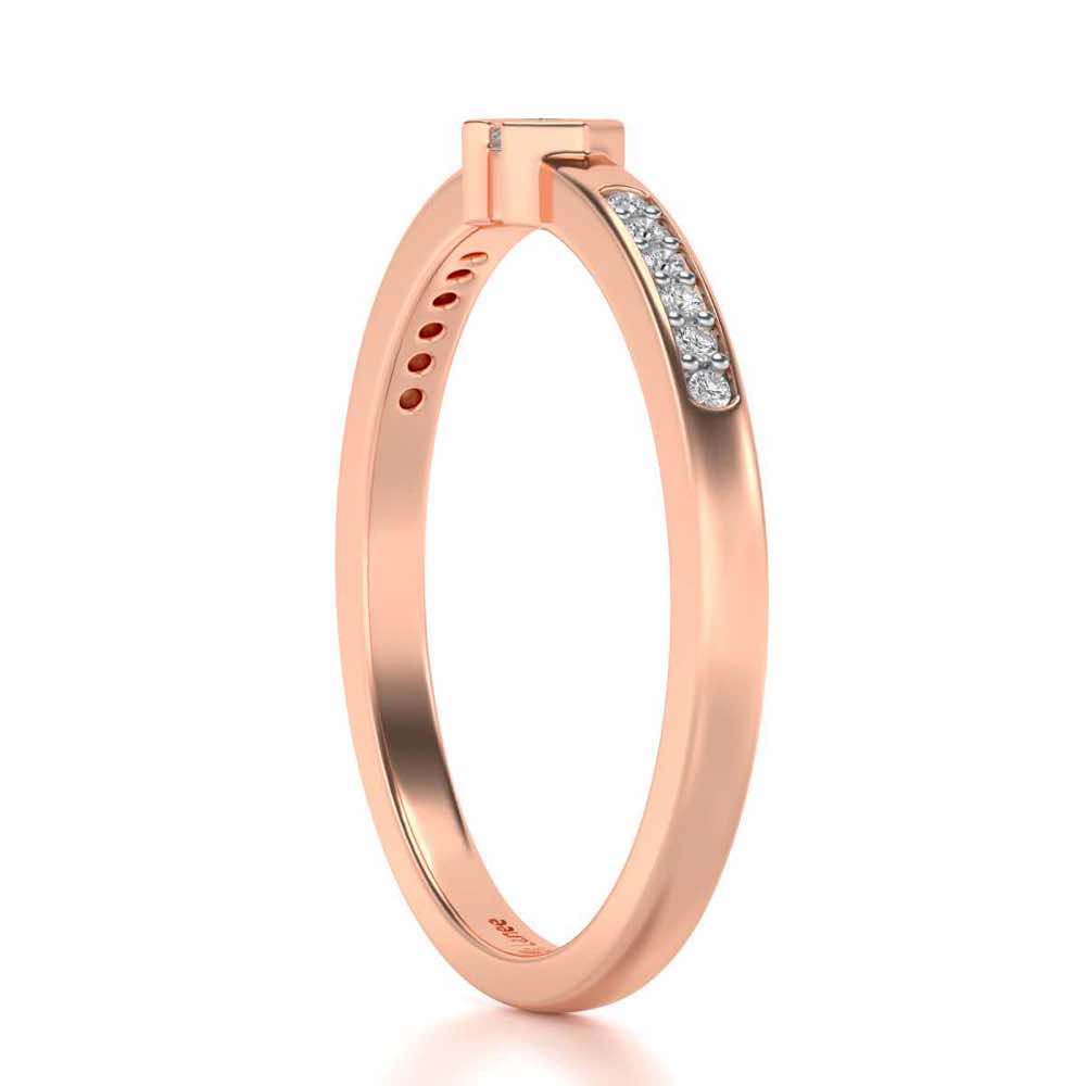 Blissed Solitaire Silver Ring - Rose Gold - Image 3