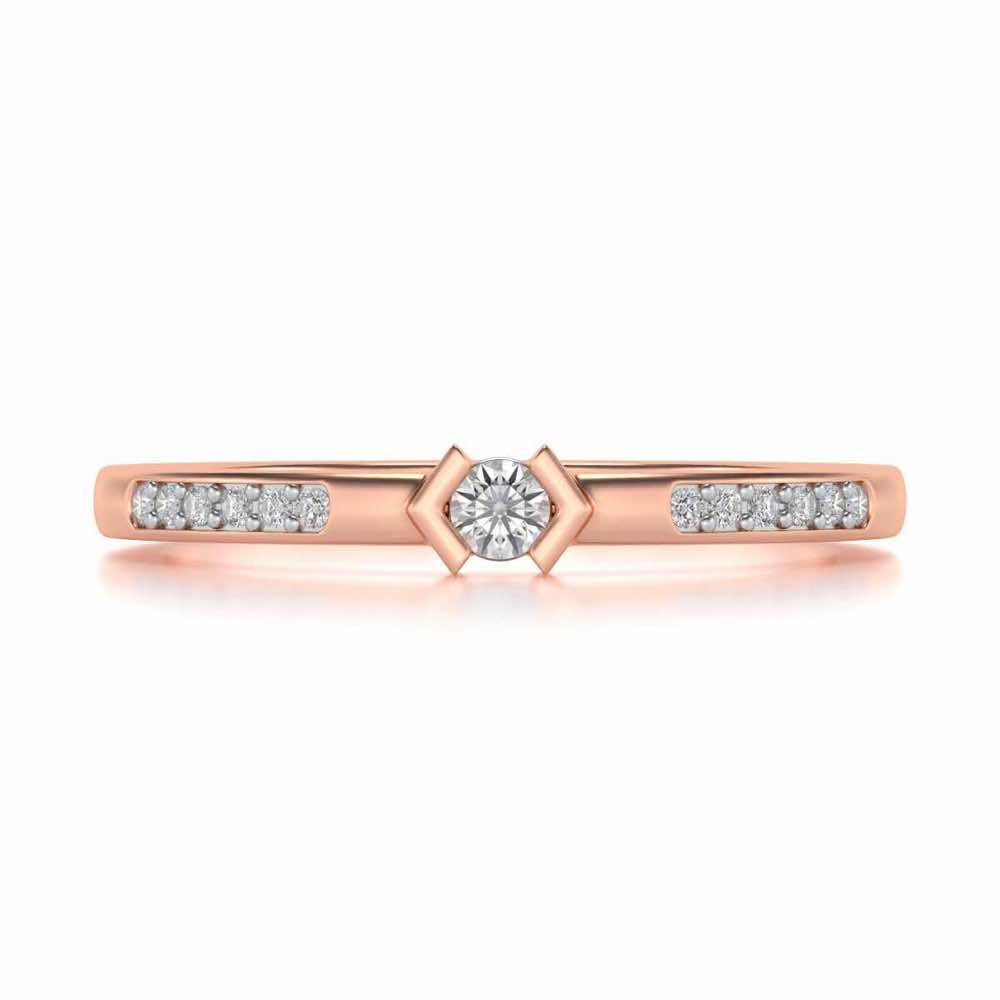 Blissed Solitaire Silver Ring - Rose Gold - Image 4