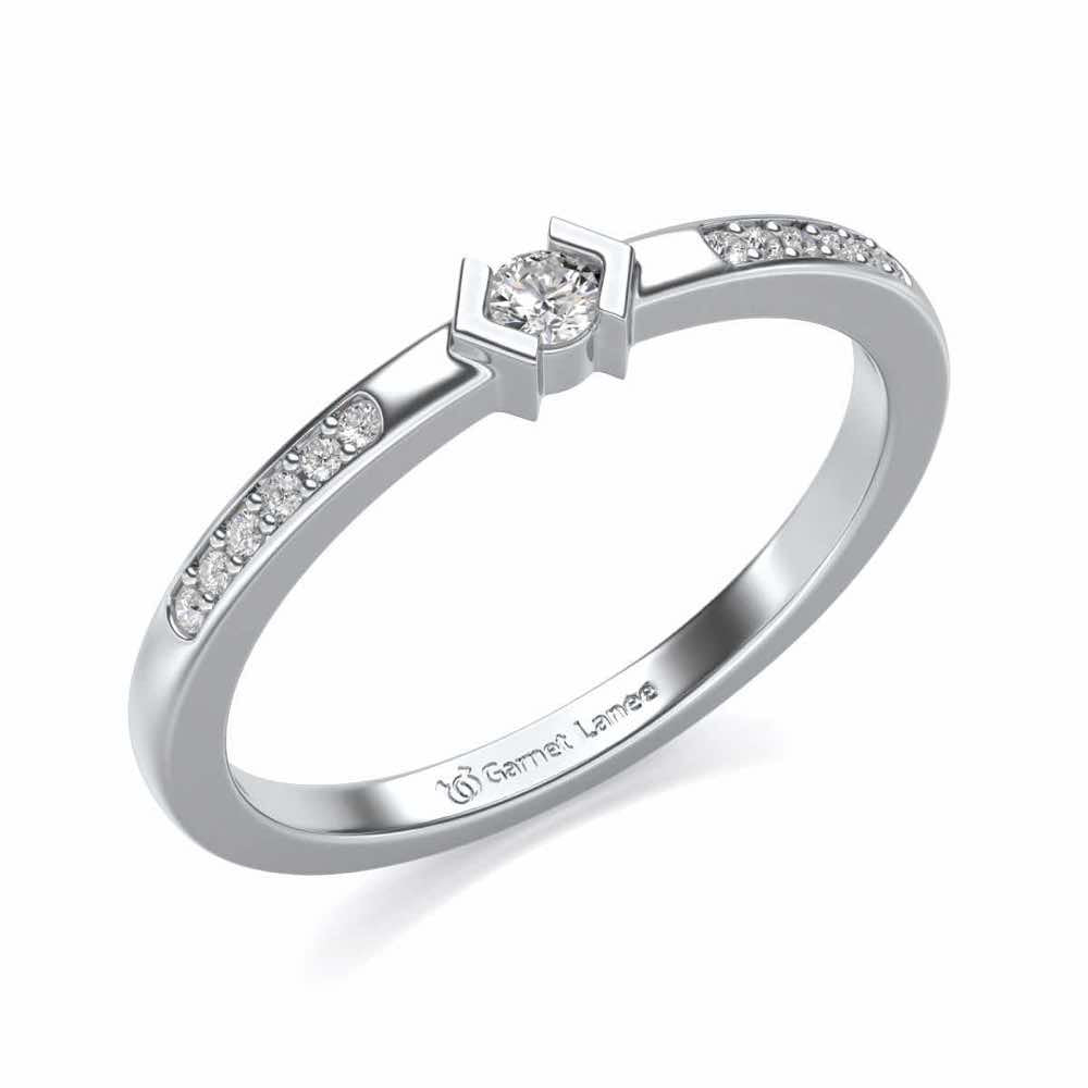 Blissed Solitaire Silver Ring - White Gold - Image 1