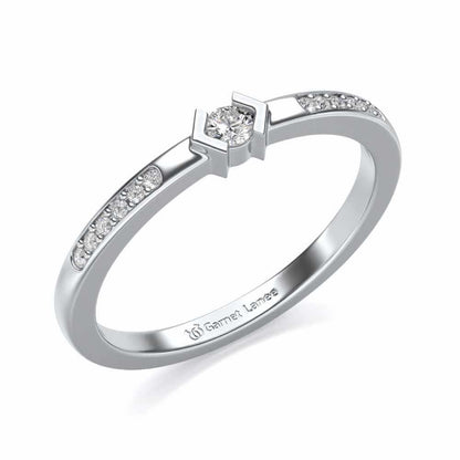Blissed Solitaire Silver Ring - White Gold - Image 1