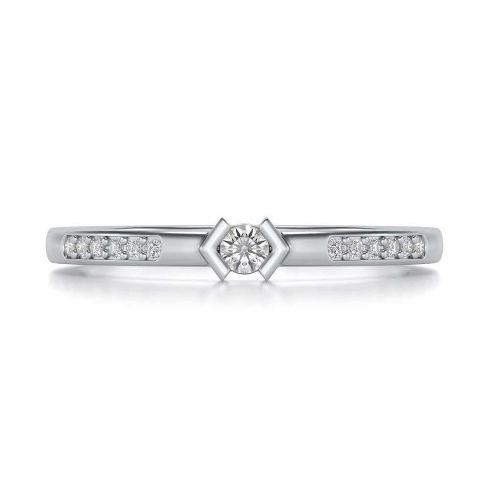 Blissed Solitaire Silver Ring - White Gold - Image 4