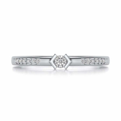 Blissed Solitaire Silver Ring - White Gold - Image 4