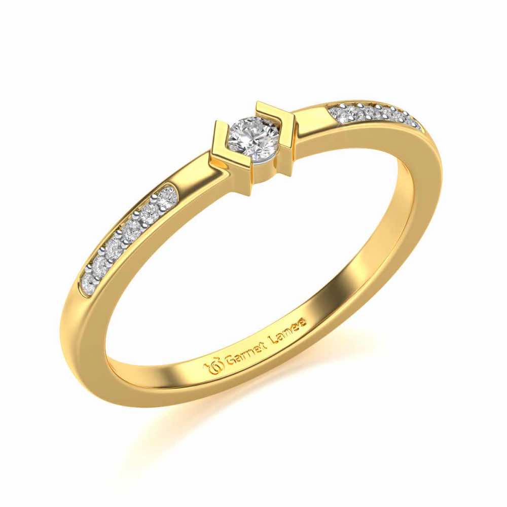 Blissed Solitaire Silver Ring - Yellow Gold - Image 1