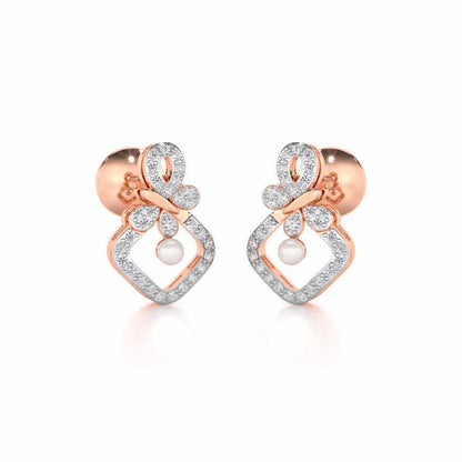 Blissfly Silver Pearl Earrings - Rose Gold - Image 1