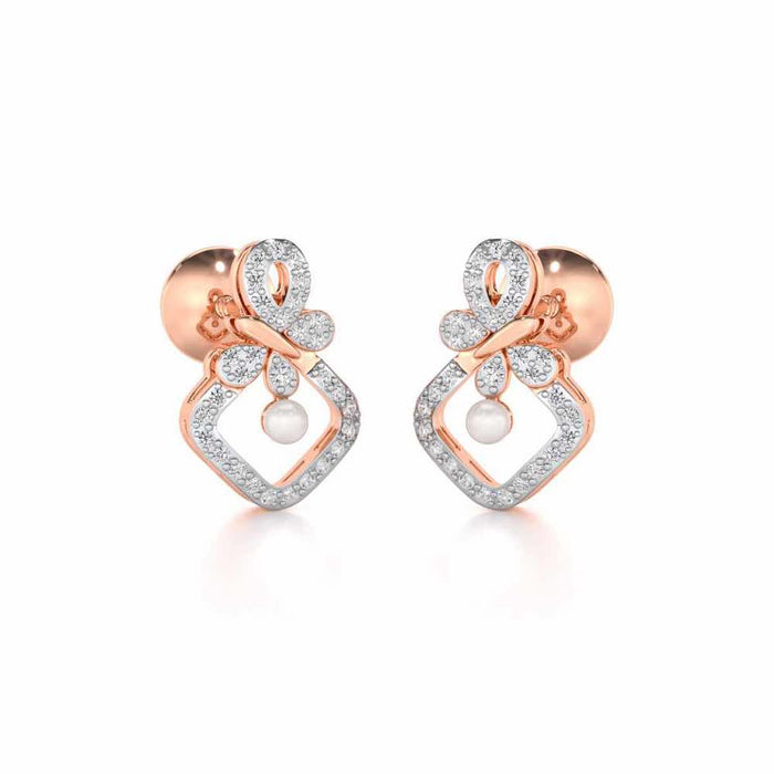Blissfly Silver Pearl Earrings - Rose Gold - Image 1