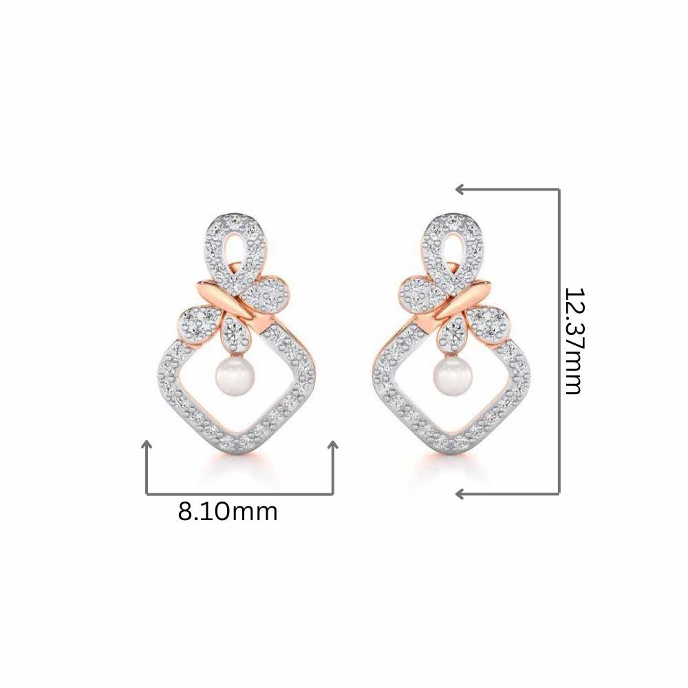 Blissfly Silver Pearl Earrings - Rose Gold - Image 2