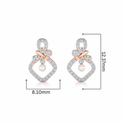 Blissfly Silver Pearl Earrings - Rose Gold - Image 2