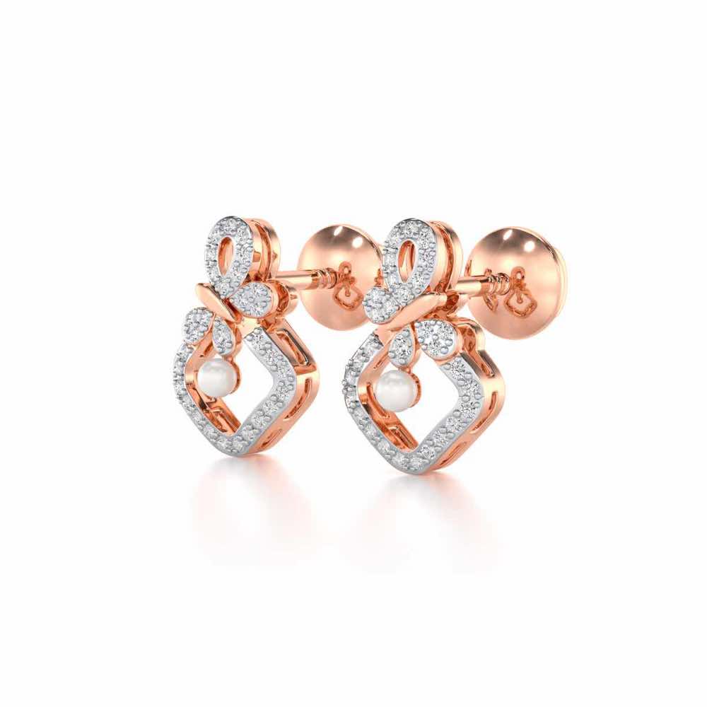 Blissfly Silver Pearl Earrings - Rose Gold - Image 3