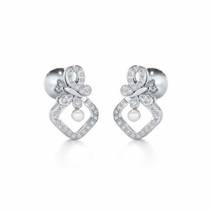 Blissfly Silver Pearl Earrings - White Gold - Image 1