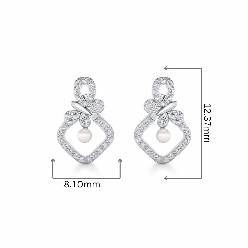 Blissfly Silver Pearl Earrings - White Gold - Image 2