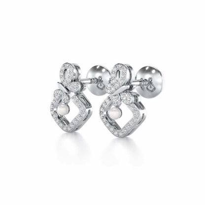Blissfly Silver Pearl Earrings - White Gold - Image 3