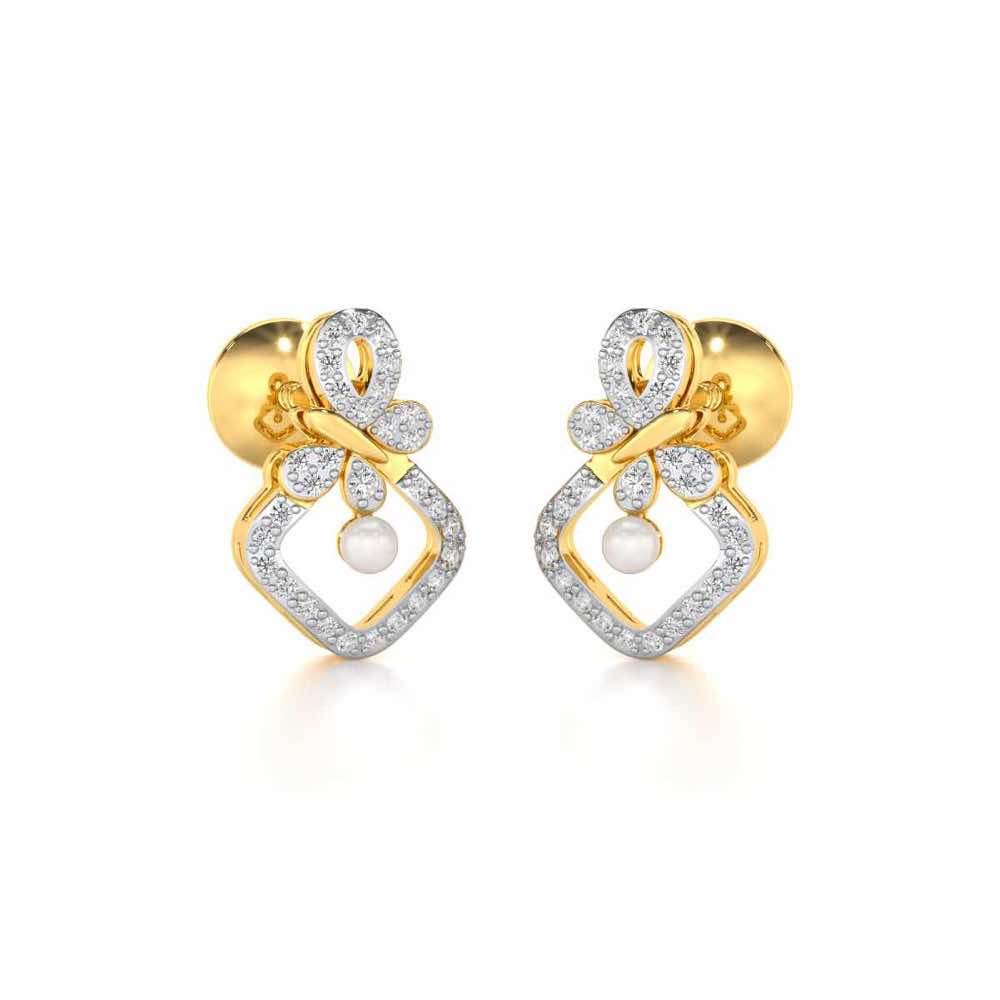 Blissfly Silver Pearl Earrings - Yellow Gold - Image 1