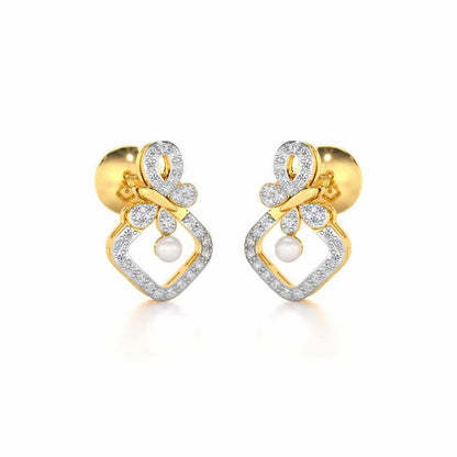 Blissfly Silver Pearl Earrings - Yellow Gold - Image 1