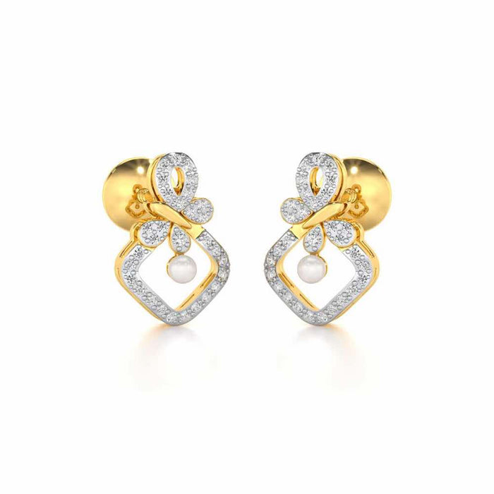 Blissfly Silver Pearl Earrings - Yellow Gold - Image 1