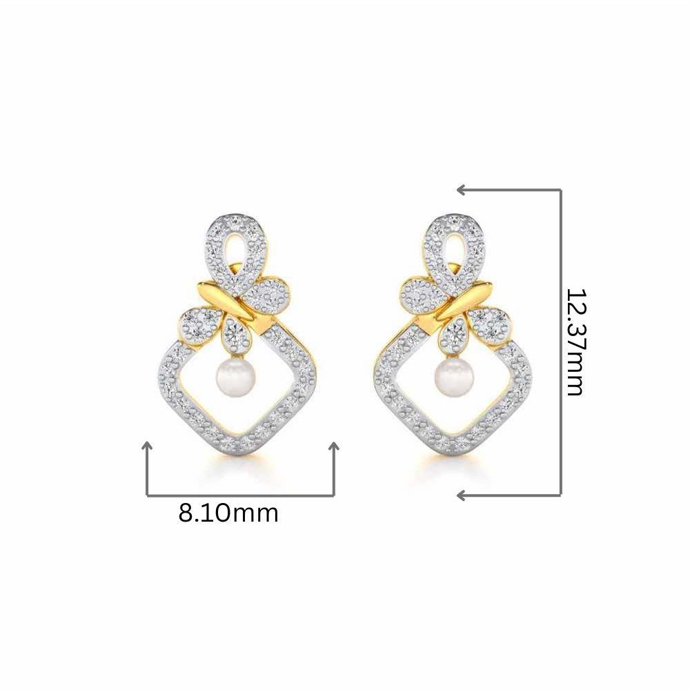Blissfly Silver Pearl Earrings - Yellow Gold - Image 2
