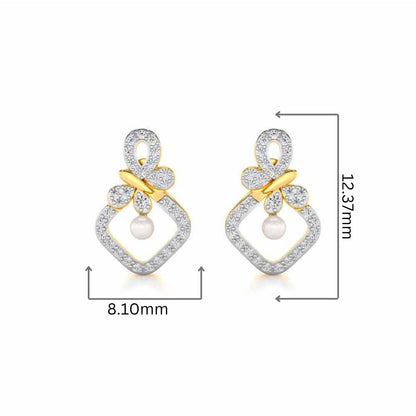 Blissfly Silver Pearl Earrings - Yellow Gold - Image 2