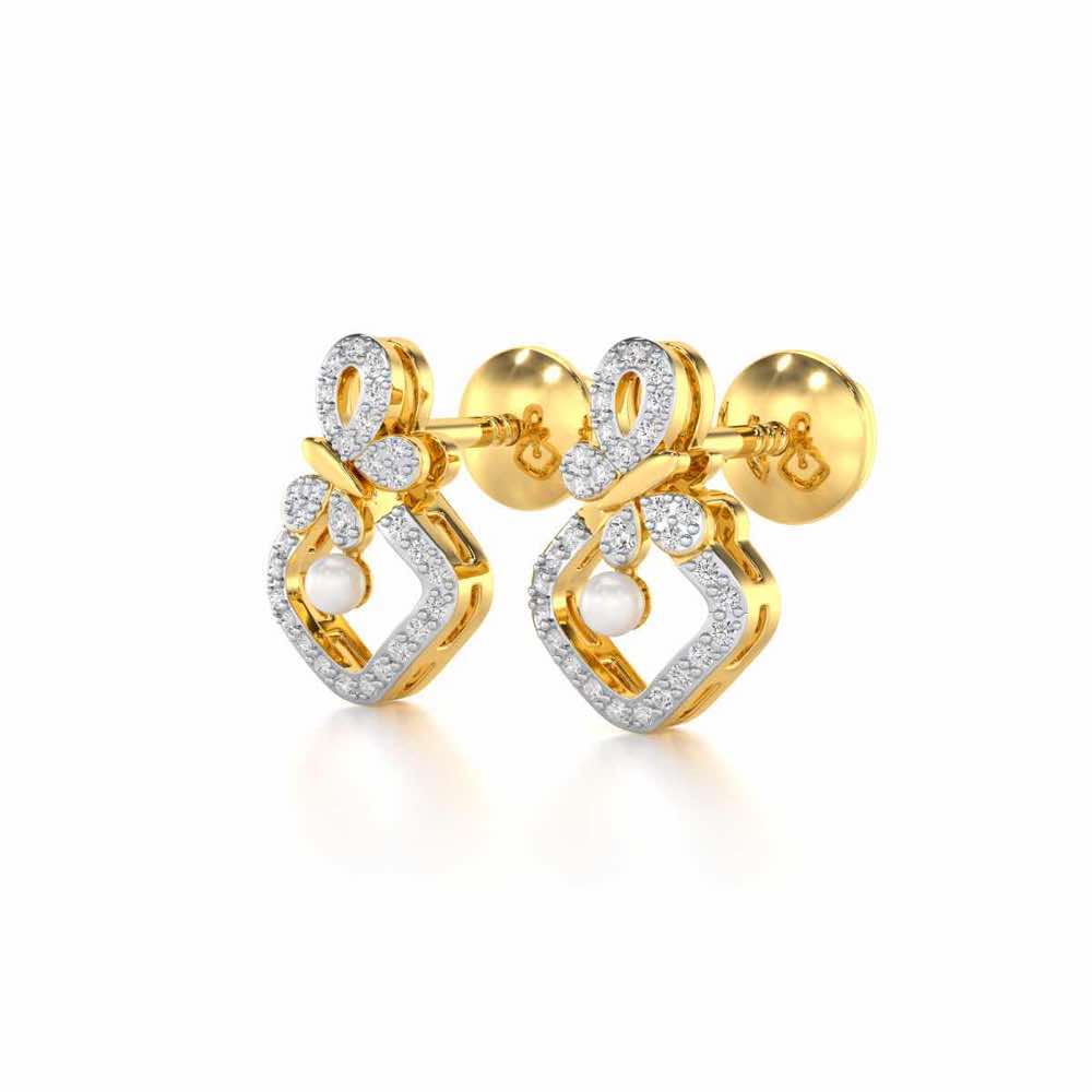 Blissfly Silver Pearl Earrings - Yellow Gold - Image 3