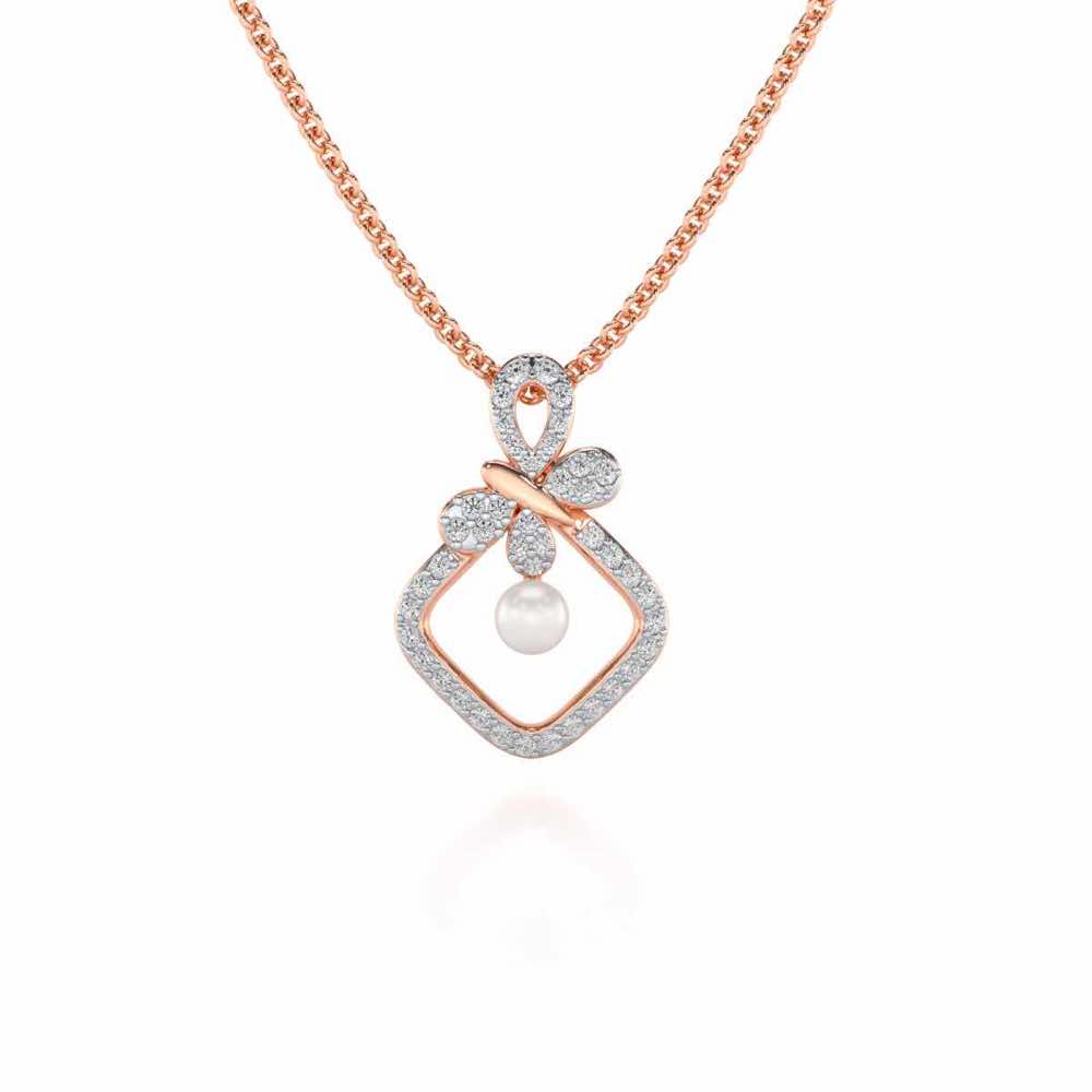 Blissfly Silver Pearl Pendant - Rose Gold - Image 2