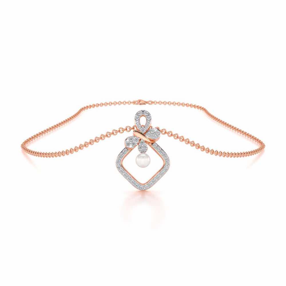Blissfly Silver Pearl Pendant - Rose Gold - Image 3