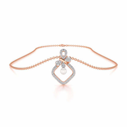 Blissfly Silver Pearl Pendant - Rose Gold - Image 3