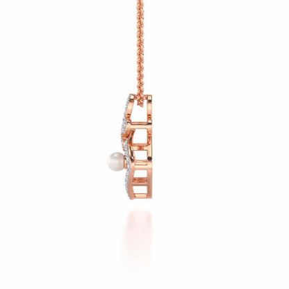 Blissfly Silver Pearl Pendant - Rose Gold - Image 4