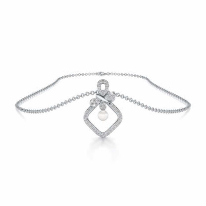 Blissfly Silver Pearl Pendant - White Gold - Image 3